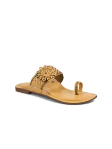 Padchin Women Embellished One Toe  Flats with Laser Cuts