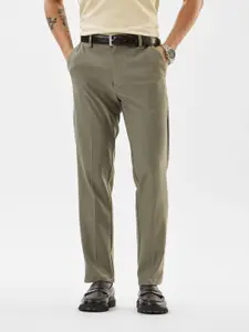 Snitch Men Olive Mid-Rise Slim Fit Trouser