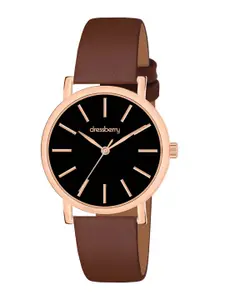 DressBerry Women Round Dial & Leather Straps Analogue Watch HOBDB-288-BR