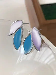 KRENOZ Silver Plated Leaf Shaped Studs