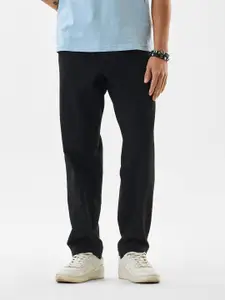 Snitch Men Black Mid-Rise Regular Fit Trouser