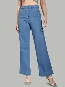 ADBUCKS Women Wide Leg High-Rise Stretchable Jeans