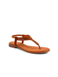 Padchin Women Embellished EthnicT-Strap Flats with Embroidered