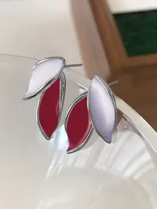 KRENOZ Silver Plated Leaf Shaped Studs