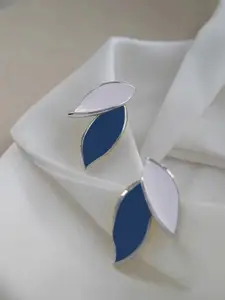 KRENOZ  Silver Plated Leaf Shaped Studs