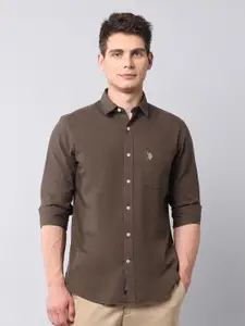 U.S. Polo Assn. Denim Co. Spread Collar Pure Cotton Twill Slim Fit Casual Shirt