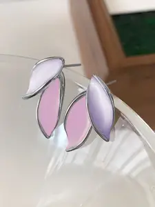 KRENOZ  Silver Plated Leaf Shaped Studs