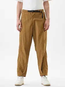 Snitch Men Tan Mid-Rise Relaxed Fit Cargo Pants