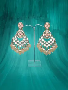 Anouk Gold Plated Artificial Stones and Beads Crescent Shaped Drop Earrings