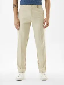 Snitch Men Snitch Beige Mid-Rise Slim Fit Trouser