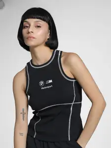 PUMA Motorsport Women Ribbed Print Round Neck Cotton Tank Top