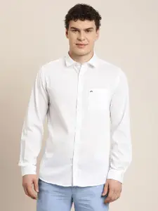 Turtle Spread Collar Long Sleeves Pure Cotton Relaxed Slim Fit Casual Shirt