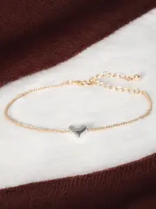 DressBerry Women Gold Tone & Silver Love Of Heart Anklet