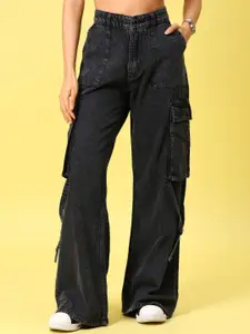 V-Mart Women Wide Leg High-Rise Light Fade Jeans