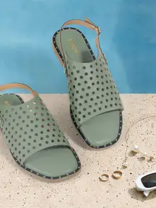 Mochi Laser Cuts Block Heel Sandals