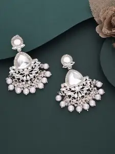 Anouk Gold Plated Artificial Stones Studded and Beads Beaded Geometric Drop Earrings