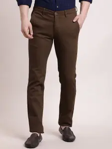 Turtle Men Relaxed Skinny Fit Mid-Rise Cotton Chinos Trousers