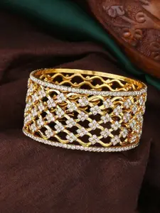 Estele Gold-Plated Stone-Studded Bangle