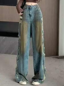 StyleCast x Revolte Women Mid-Rise Highly Distressed Heavy Fade Non Stretchable Jeans