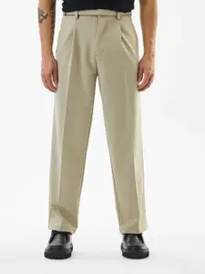 Snitch Men Beige Mid-Rise Regular Fit Formal Trouser