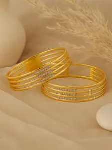 Estele Set Of 2 Gold-Plated Crystal-Studded Bangles
