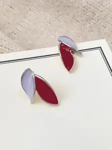 VAGHBHATT Silver-Plated Leaf Shaped Studs