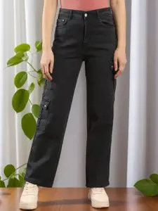 DressBerry Women Rodeo Straight Fit High-Rise Stretchable Cargo Styles Jeans