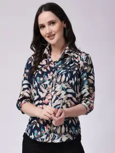 SCORPIUS Floral Printed Spread Collar Casual Shirt