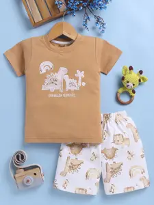 Toonyport Boys Printed Round Neck T-shirt With Shorts