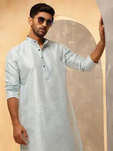 SOJANYA Geometric Embroidered Thread Work Band Collar Straight Kurta