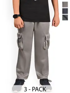 BAESD Boys Pack Of 3 Mid Rise Cargo Track Pants