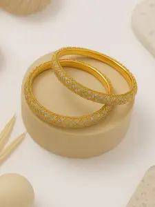 Estele Set Of 2 Gold-Plated Crystal Studded Bangles