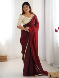 Anouk Women Sequinned  Embellished Party Wear Satin Saree