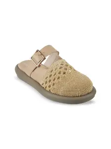Catwalk Women Woven Design Mules with Buckles Flats