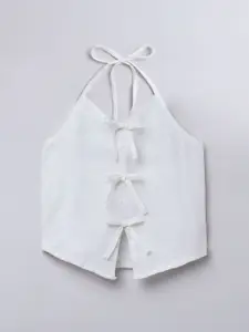 taffykids Women Solid Halter Neck Cotton Crop Top