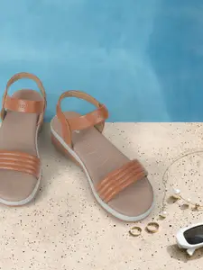 Mochi Women Striped Platform Peep Toes