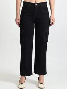 TYFFYN Women Flared High-Rise Highly Stretchable Wide Leg Jeans