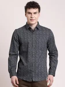 Turtle Classic Abstract Printed Pure Cotton Slim Fit Formal Shirt