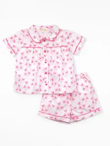 TIDY SLEEP Girls Printed Shirt with Shorts