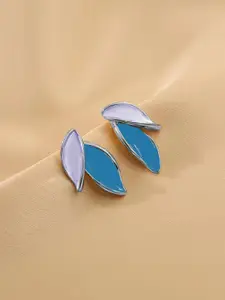 KRENOZ Silver-Plated Leaf Shaped Studs