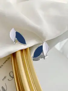 KRENOZ Silver Plated Leaf Shaped Studs