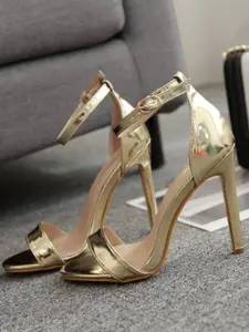 GLO GLAMP Women Golden Glam Stilettos Heel Sandals