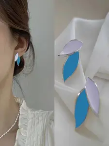 KRENOZ Silver Plated Leaf Shaped Studs