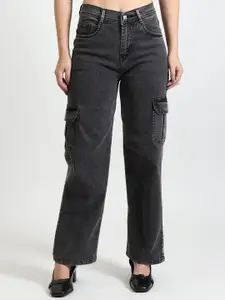 TYFFYN Women Cotton Jean Flared High-Rise Highly Distressed Heavy Fade Stretchable Jeans