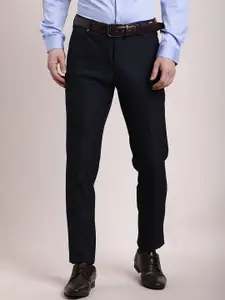 Turtle Men Textured Tailored Slim Fit Formal Trousers