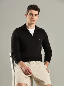 Tommy Hilfiger Men Solid Pullover Half Zipper Sweaters
