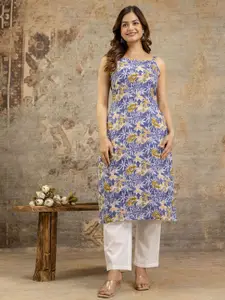 Anouk Rustic Floral Print Cotton Shoulder Strap Straight Kurta