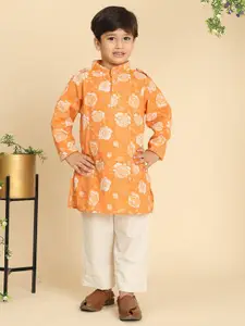 Cutiekins Boys Floral Printed Regular Kurta with Pyjamas