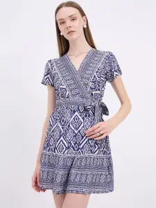 DressBerry Ethnic Motifs Printed V Neck Wrap Dress
