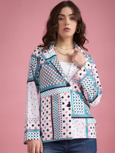 DressBerry Classic Regular Fit Geometric Printed Single-Breasted Notched Lapel Blazer